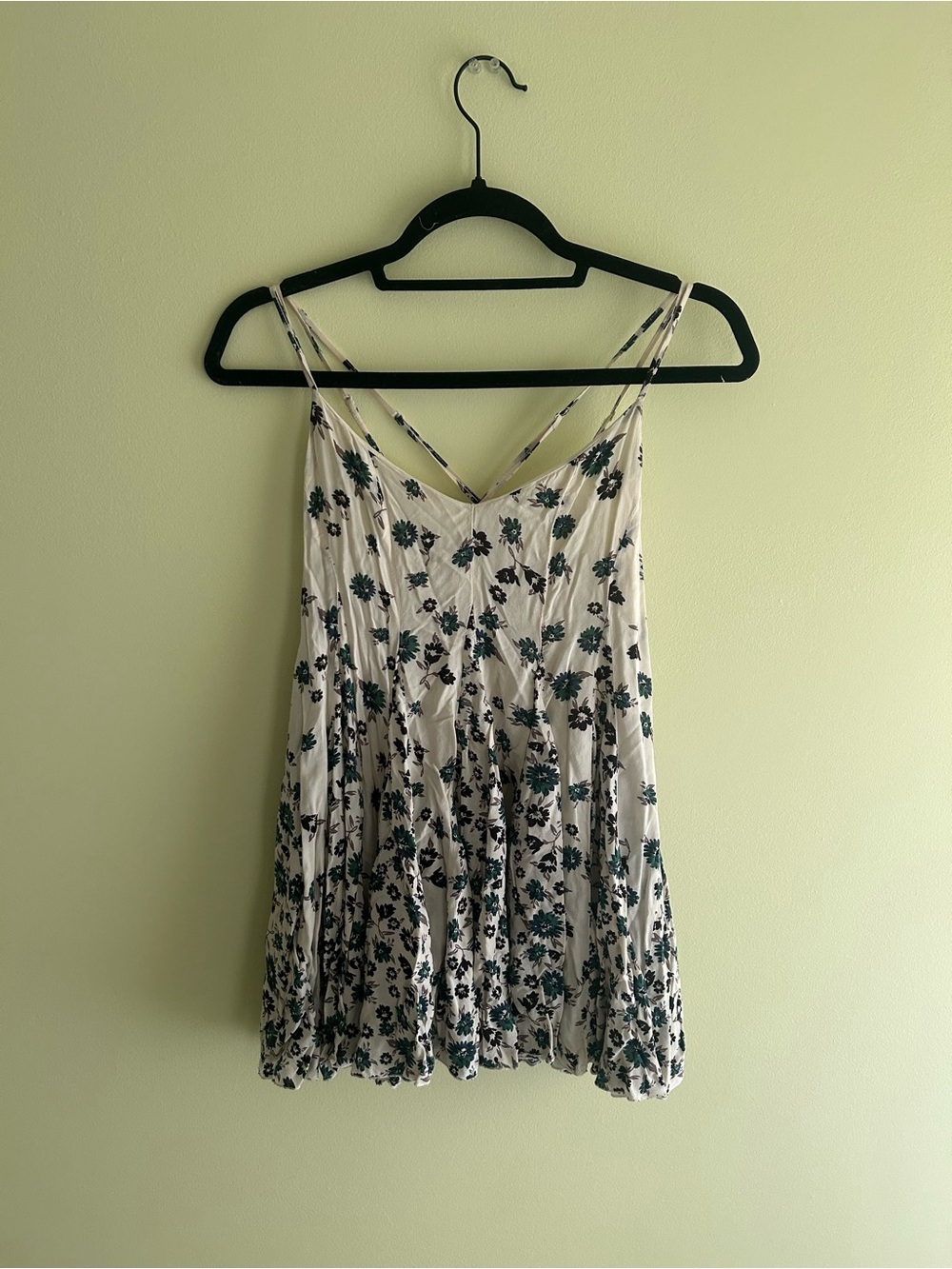 Free People Cream Camisole with Green Floral Print